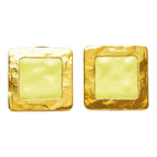 Celine Square Earrings Gold Plated Enamel 1 — view 2