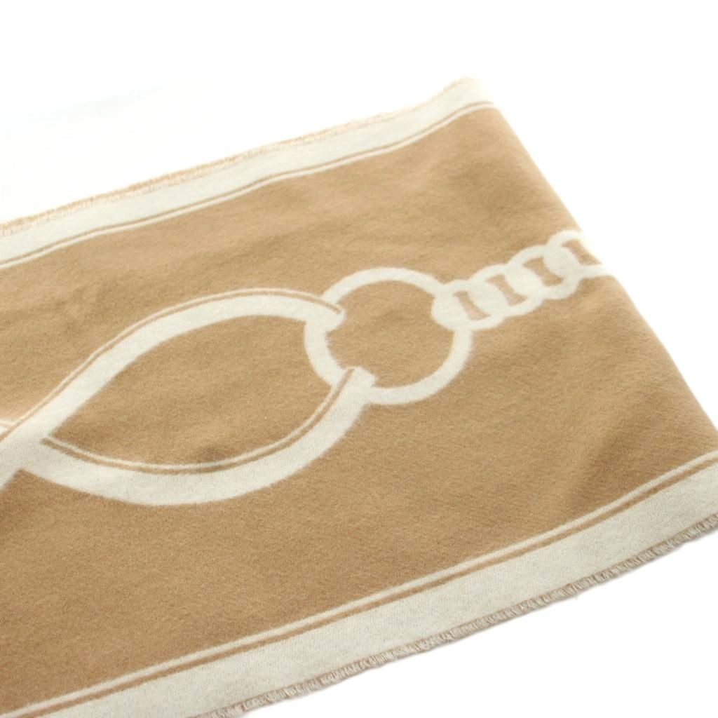 Hermes Molle Scarf Fringe Cashmere Beige OH — view 6