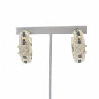 Chanel CC Logo Hoop Earrings Gold Color Black — view 2