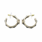 Chanel CC Logo Hoop Earrings Gold Color Black — view 5