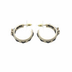 Chanel CC Logo Hoop Earrings Gold Color Black — view 6
