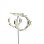 Chanel CC Logo Hoop Earrings Gold Color Black — view 7