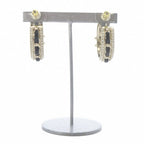 Chanel CC Logo Hoop Earrings Gold Color Black — view 3
