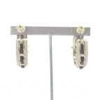 Chanel CC Logo Hoop Earrings Gold Color Black — view 4