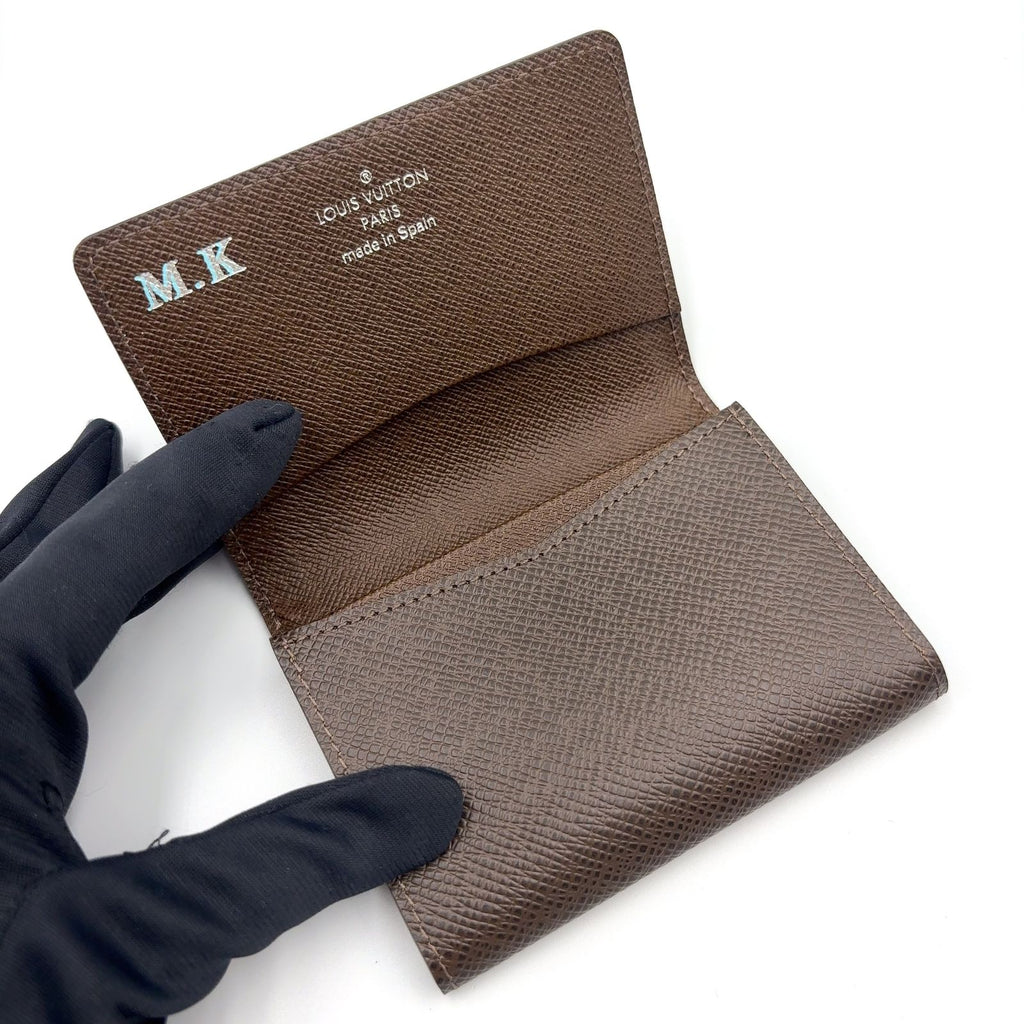 Louis Vuitton Amberop Carte de Visite Taiga Initial Leather Brown Card Case — view 3