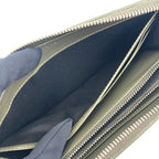 Dior CD Metal Logo Leather Khaki Green Wallet Silver — view 6