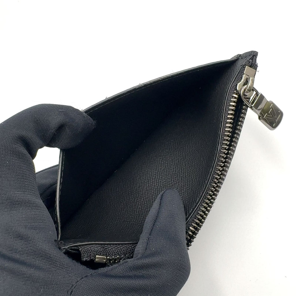 Louis Vuitton Monogram Eclipse Taiga Coin Card Holder Black Wallet Silver — view 4