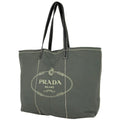 Prada Logo Tote Neoprene Fabric Khaki
