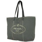 Prada Logo Tote Neoprene Fabric Khaki