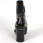 Gucci GG Marmont Side Zip Short Boots Star Bi Embroidery Shoes Leather Black — view 3