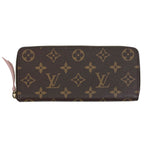 Louis Vuitton Portefeuille Clemence Zip Around Wallet Monogram Brown Rose