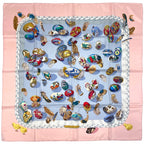 Hermes Carre 90 Couvee D Egg Scarf Silk Pink Blue Multicolor