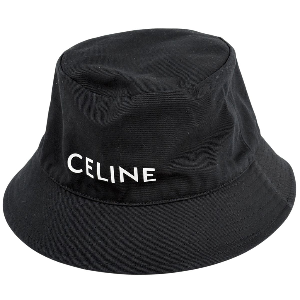 Celine Logo Hat Bucket Hat Cotton Black