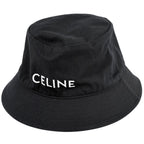 Celine Logo Hat Bucket Hat Cotton Black