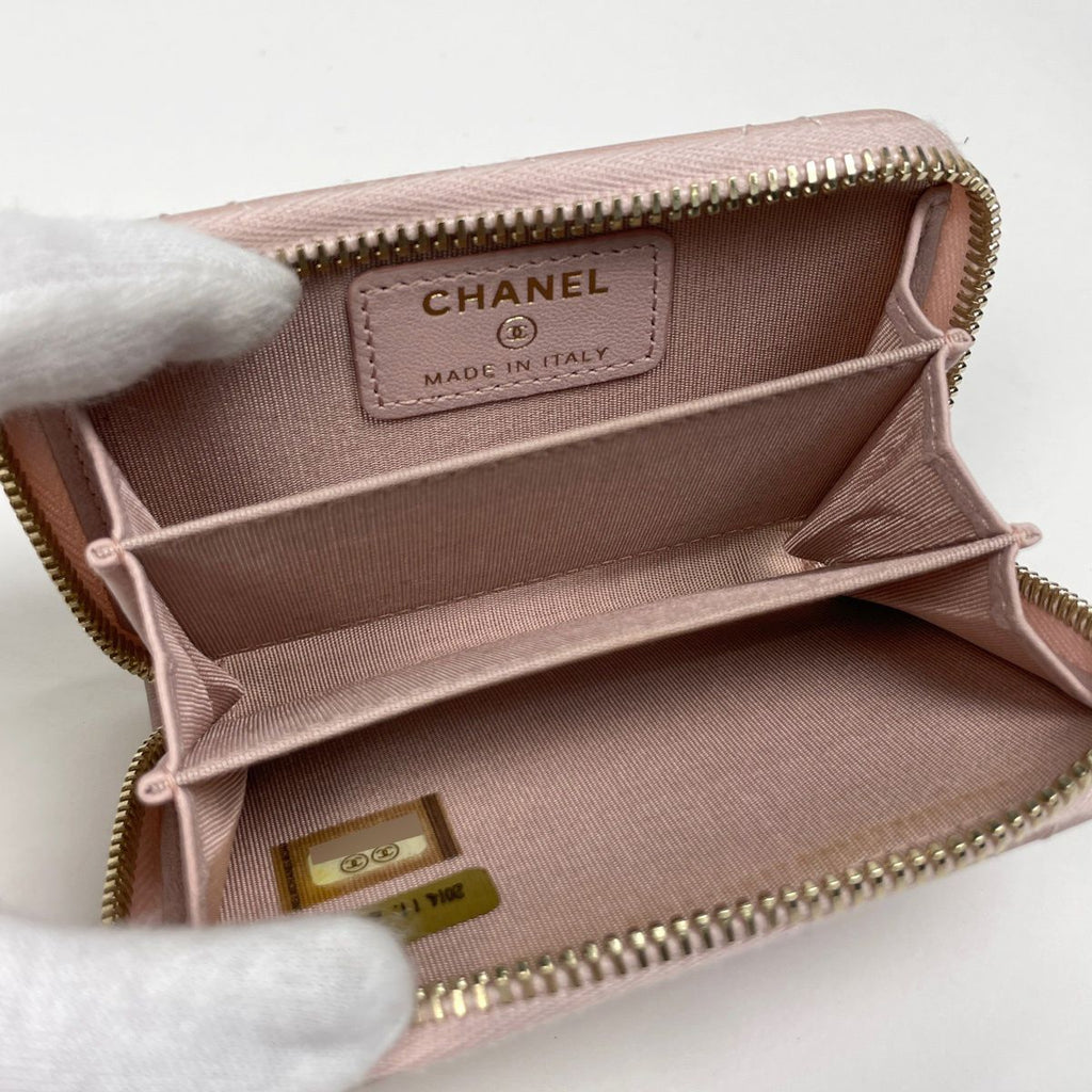 Chanel CC Logo Card Case Wild Stitch Coin Leather Pink — view 7
