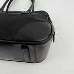 Prada Tote Shoulder Bag Black Leather Nylon Vintage — view 6