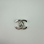 Chanel CC Logo Turnlock Brooch Silver Vintage
