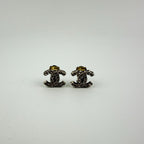 Chanel CC Logo Earrings Silver Vintage
