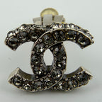 Chanel CC Logo Earrings Silver Vintage — view 3