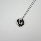 Chanel CC Logo Necklace Camellia Silver Black Vintage — view 2