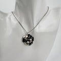 Chanel CC Logo Necklace Camellia Silver Black Vintage