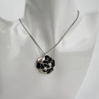 Chanel CC Logo Necklace Camellia Silver Black Vintage