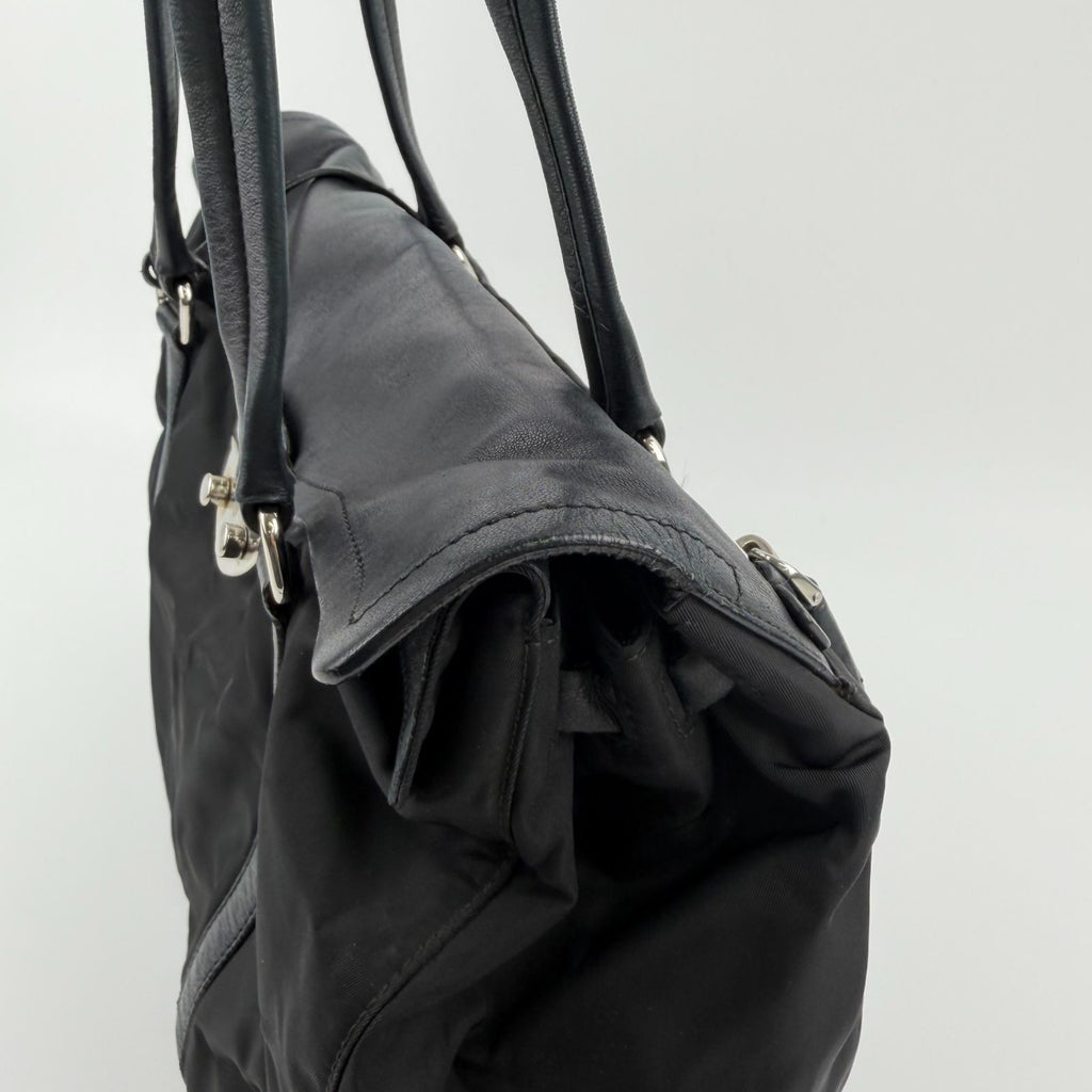 Prada Pocono Tote Black Nylon Leather Vintage — view 6