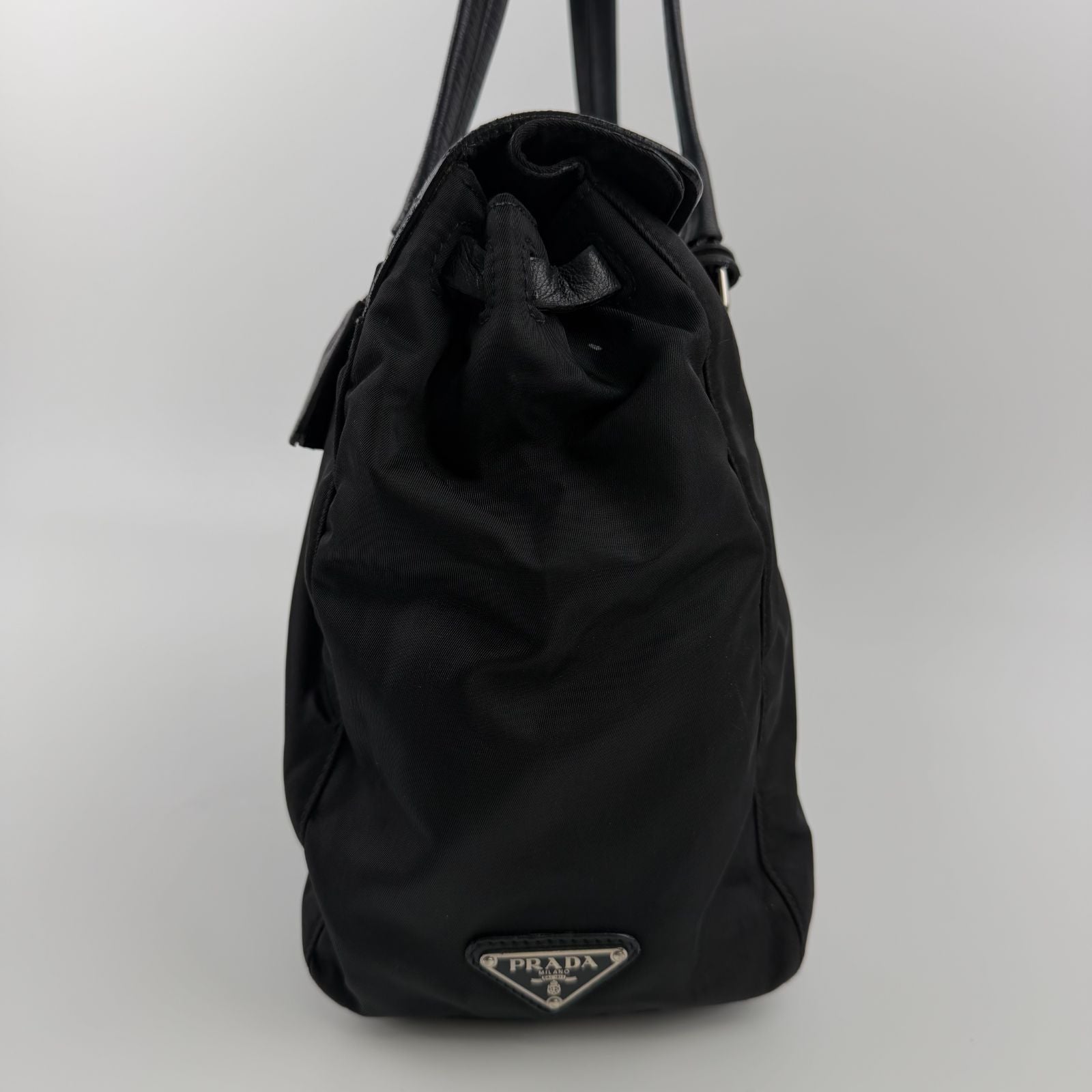 Prada Pocono Tote Black Nylon Leather Vintage — view 3