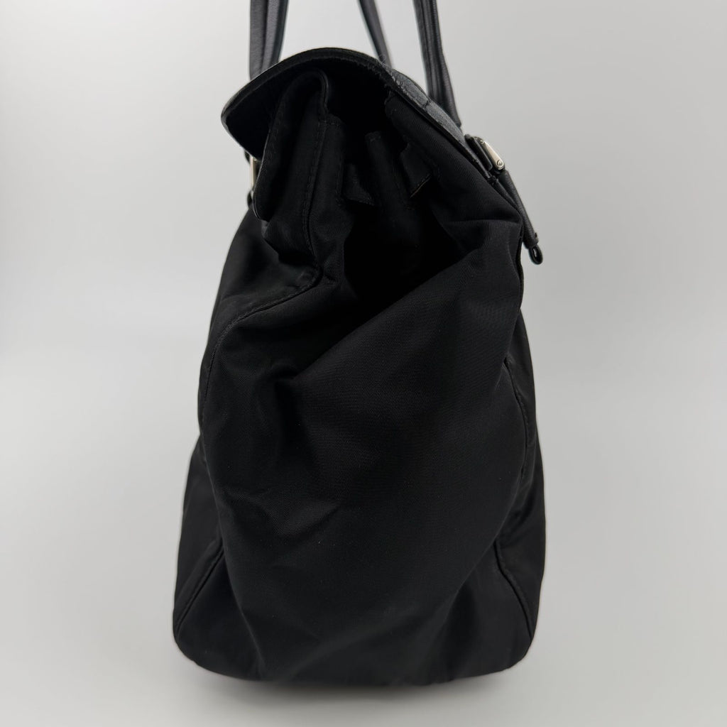 Prada Pocono Tote Black Nylon Leather Vintage — view 4