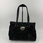 Prada Pocono Tote Black Nylon Leather Vintage