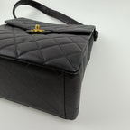 Chanel CC Logo Quilted Double Face Shoulder Bag Black Caviar Leather Vintage — view 8