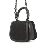 Gucci Handbag Bamboo Top Handle GG Rhinestone Canvas Leather 2-Way Black — view 2