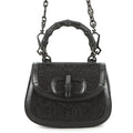 Gucci Handbag Bamboo Top Handle GG Rhinestone Canvas Leather 2-Way Black
