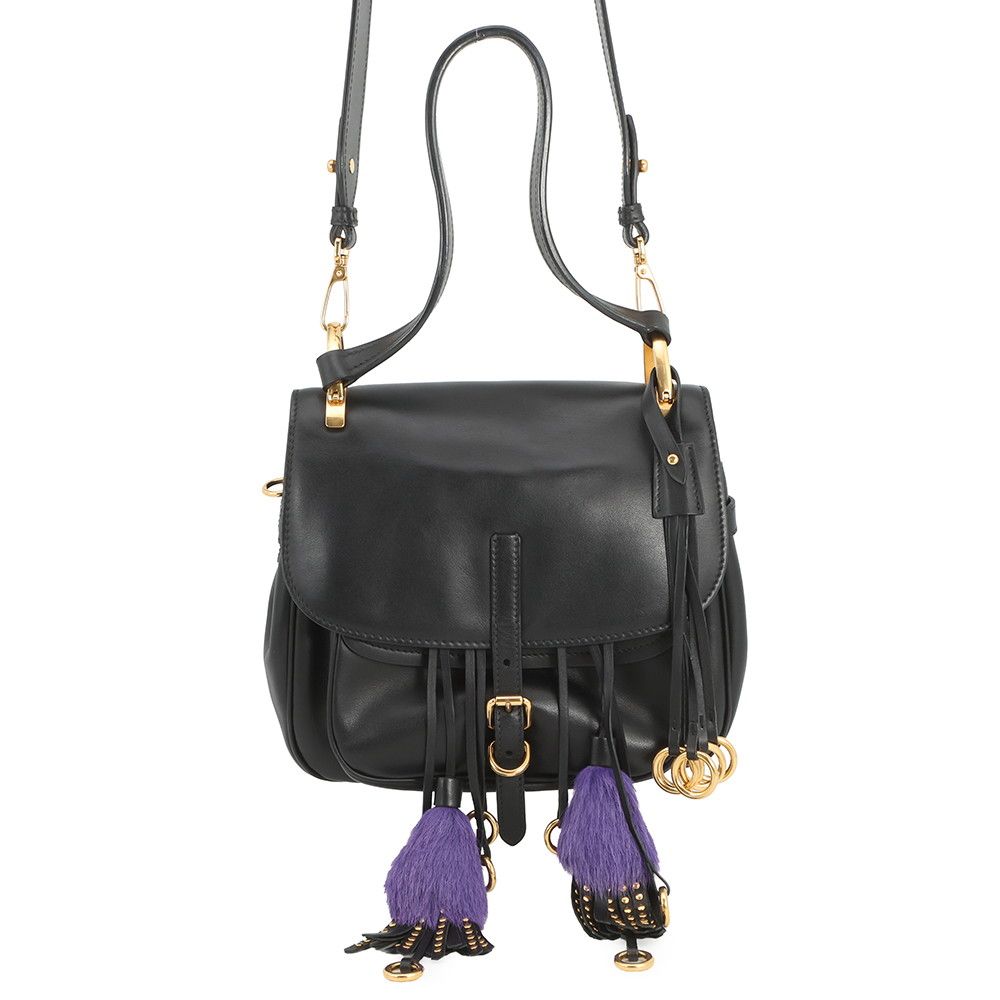 Prada Shoulder Bag Col Leather Black 2-Way