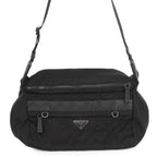 Prada Shoulder Bag Triangle Logo Quilted Nylon Black
