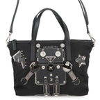 Prada Handbag Triangle Logo Robot Nylon Leather Black 2-Way