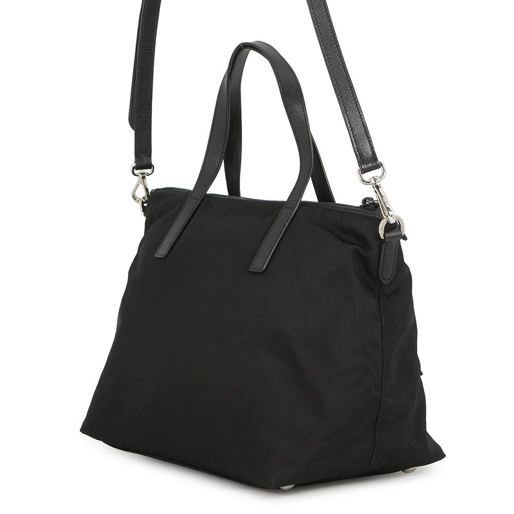 Prada Handbag Triangle Logo Robot Nylon Leather Black 2-Way — view 2
