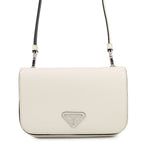 Prada Shoulder Bag Saffiano Triangle Logo Leather White