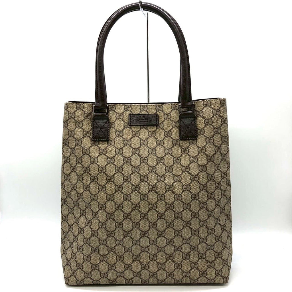 Gucci GG Supreme Tote Leather Beige Brown
