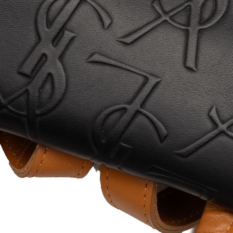 Saint Laurent YSL Logo Monogram Backpack Black Brown Leather — view 5