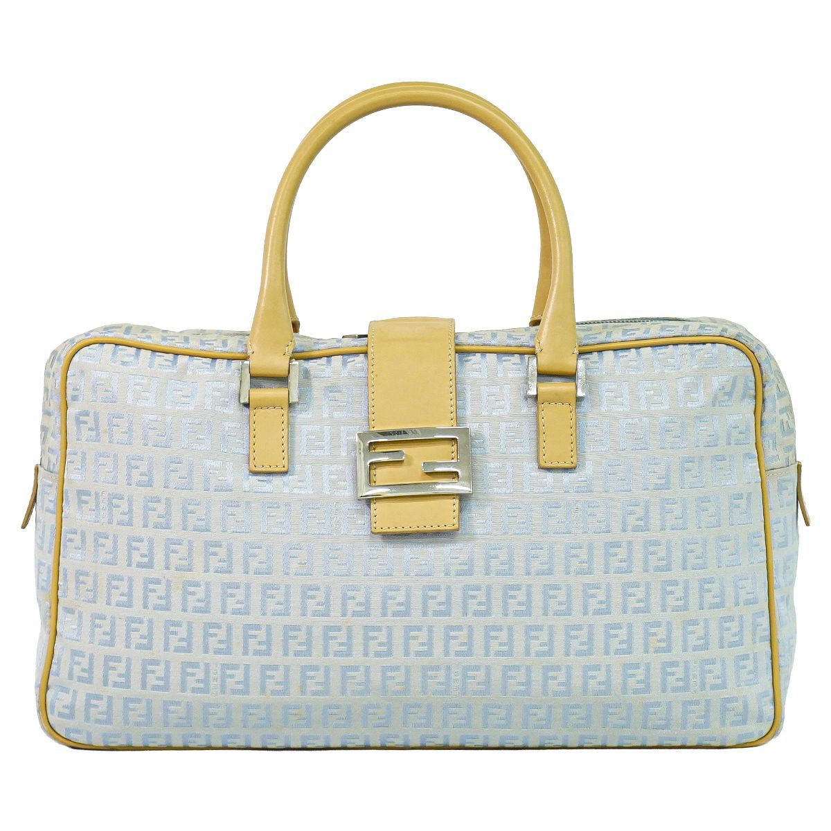 Fendi Zucchino Handbag Canvas Blue Bag