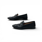 Hermes Paris Loafers Leather Shoes Black Silver Moccasins — view 3