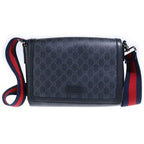 Gucci GG Supreme Crossbody Messenger Bag Black Leather