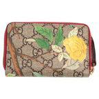 Gucci GG Supreme Tian Zip Around Leather Coin Case Wallet Beige Red — view 2