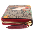 Gucci GG Supreme Tian Zip Around Leather Coin Case Wallet Beige Red — view 3