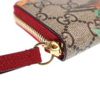 Gucci GG Supreme Tian Zip Around Leather Coin Case Wallet Beige Red — view 5