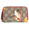 Gucci GG Supreme Tian Zip Around Leather Coin Case Wallet Beige Red