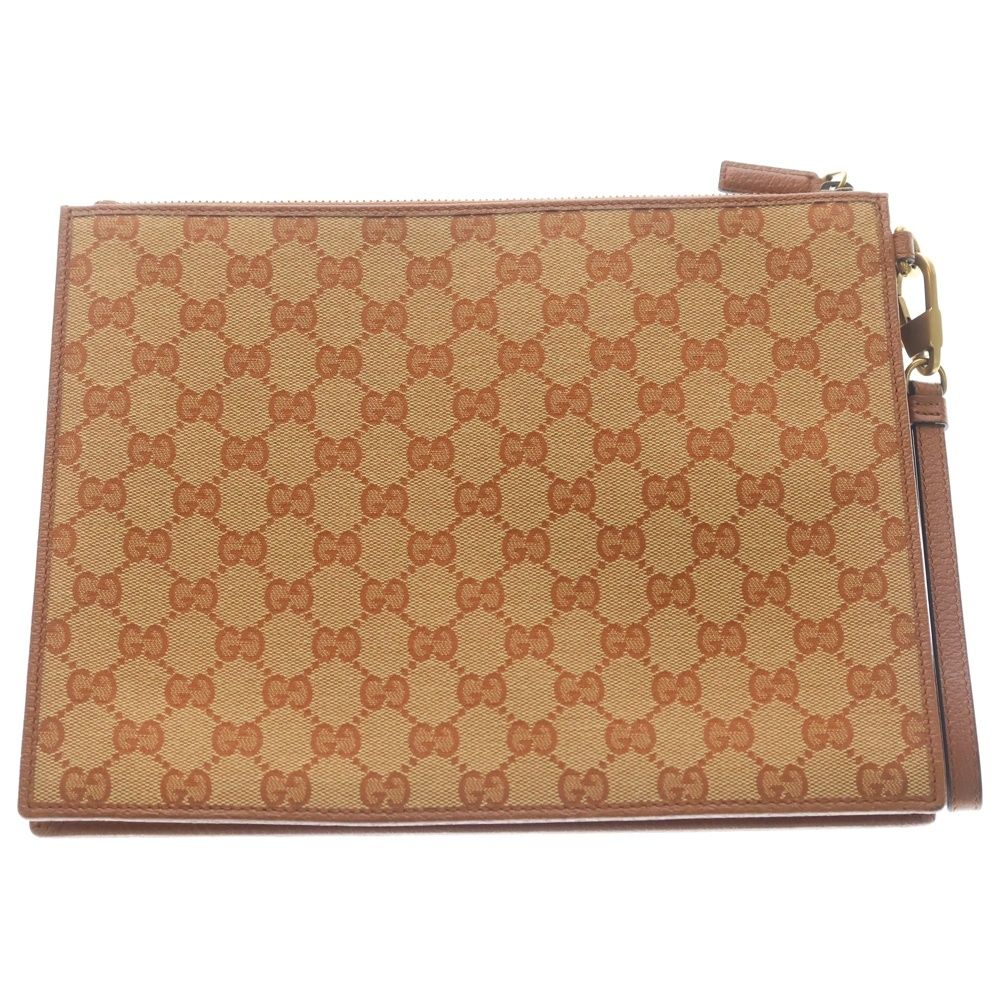 Gucci GG Canvas NY Embroidery Clutch Second Gold Beige — view 2