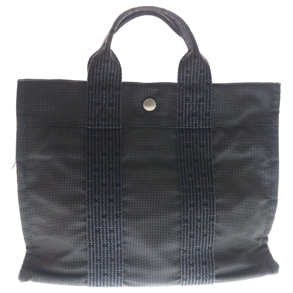 Hermes Her Line PM Canvas Hand Tote Silver Gray
