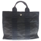Hermes Her Line PM Canvas Hand Tote Silver Gray